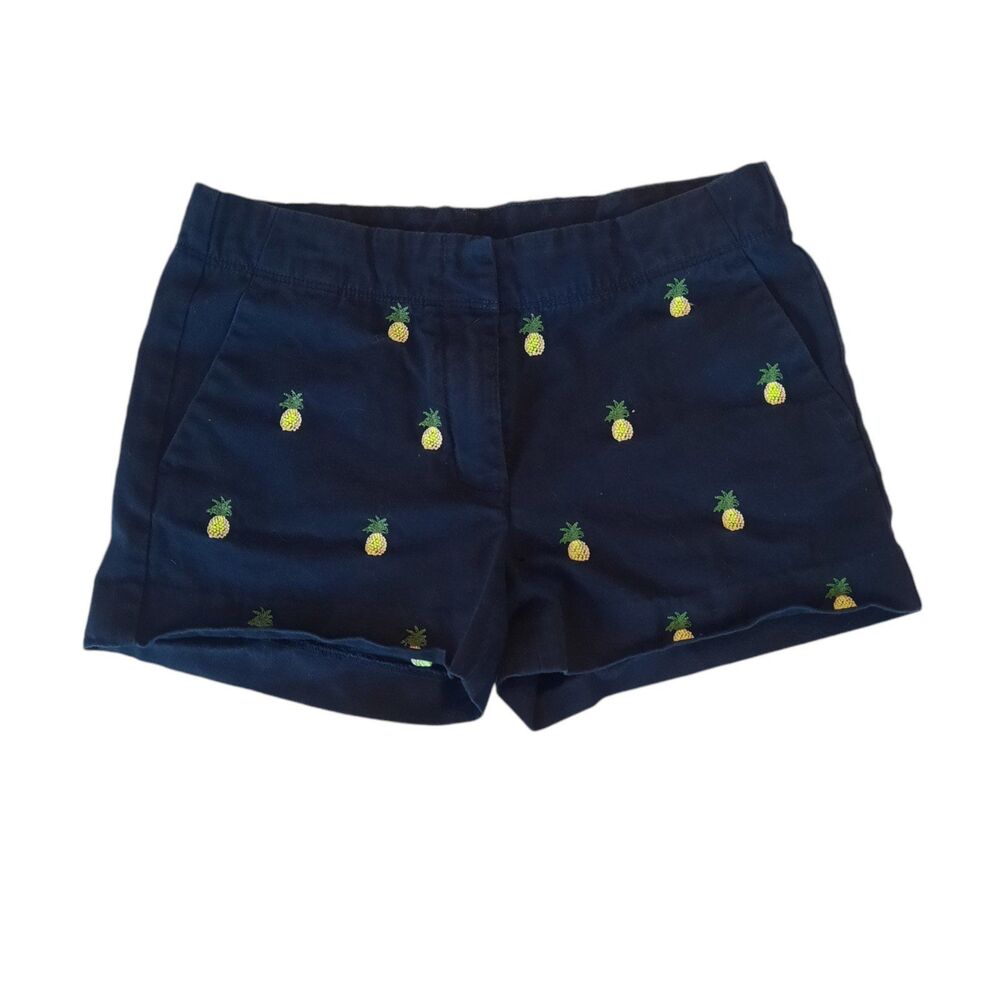 Crewcuts Girls Navy Chino Shorts Pineapples 12